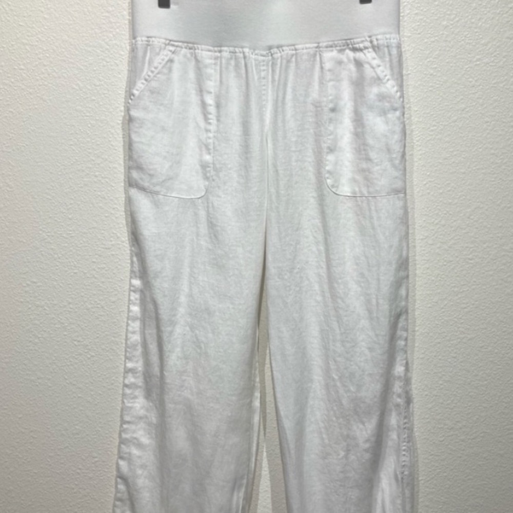 Allen Allen White Linen Straight leg Pants size medium